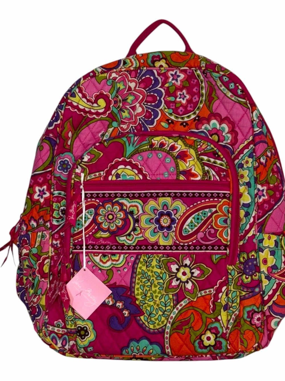 Vera Bradley Backpack College Laptop Pink Paisley Floral Quilted Backpack Boho